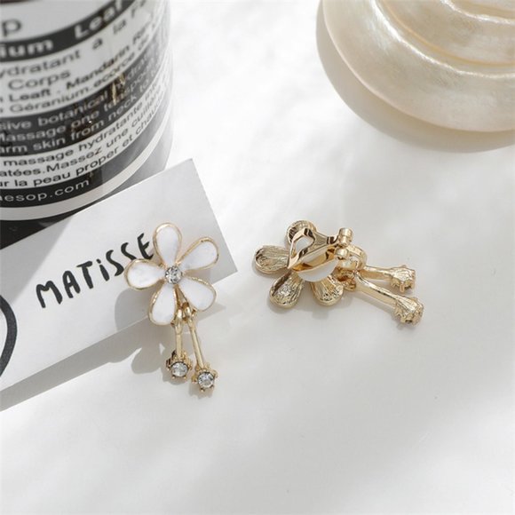 ♠️ NEW Daisy Gold Earrings with Crystals - Picture 3 of 4